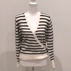 Madewell Cream and Olive Stripped Sweater